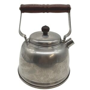 VTG Farberware 752 Stainless Steel Tea Kettle 1.5 Qt Wood Handle‎ handle Crack